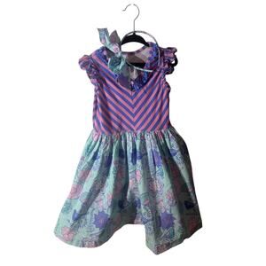 Eleanor Rose Spring‎ Summer Twirl Flutter Sleeve Dress 6/7 Purple Headband